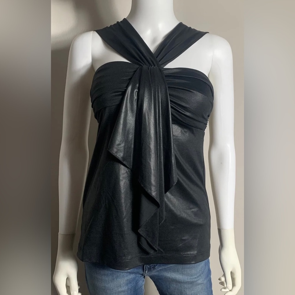 BCBGeneration Black Halter Tie Top Blouse Womens SM